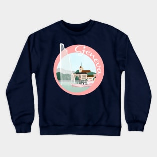 Geneva skyline and Jet d'eau Crewneck Sweatshirt